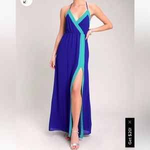 Bright Side Cobalt Blue Color Block Maxi Dress NWT